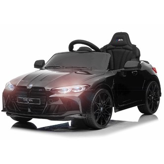 BMW M4 Elbil til børn 12v m/Lithium + Gummihjul + 2.4G Remote Sort