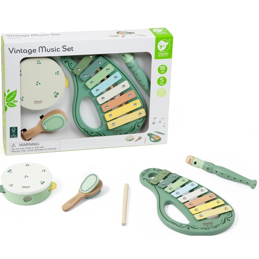 Classic World Vintage Musik sæt med Musikinstrumenter (fra 18M)