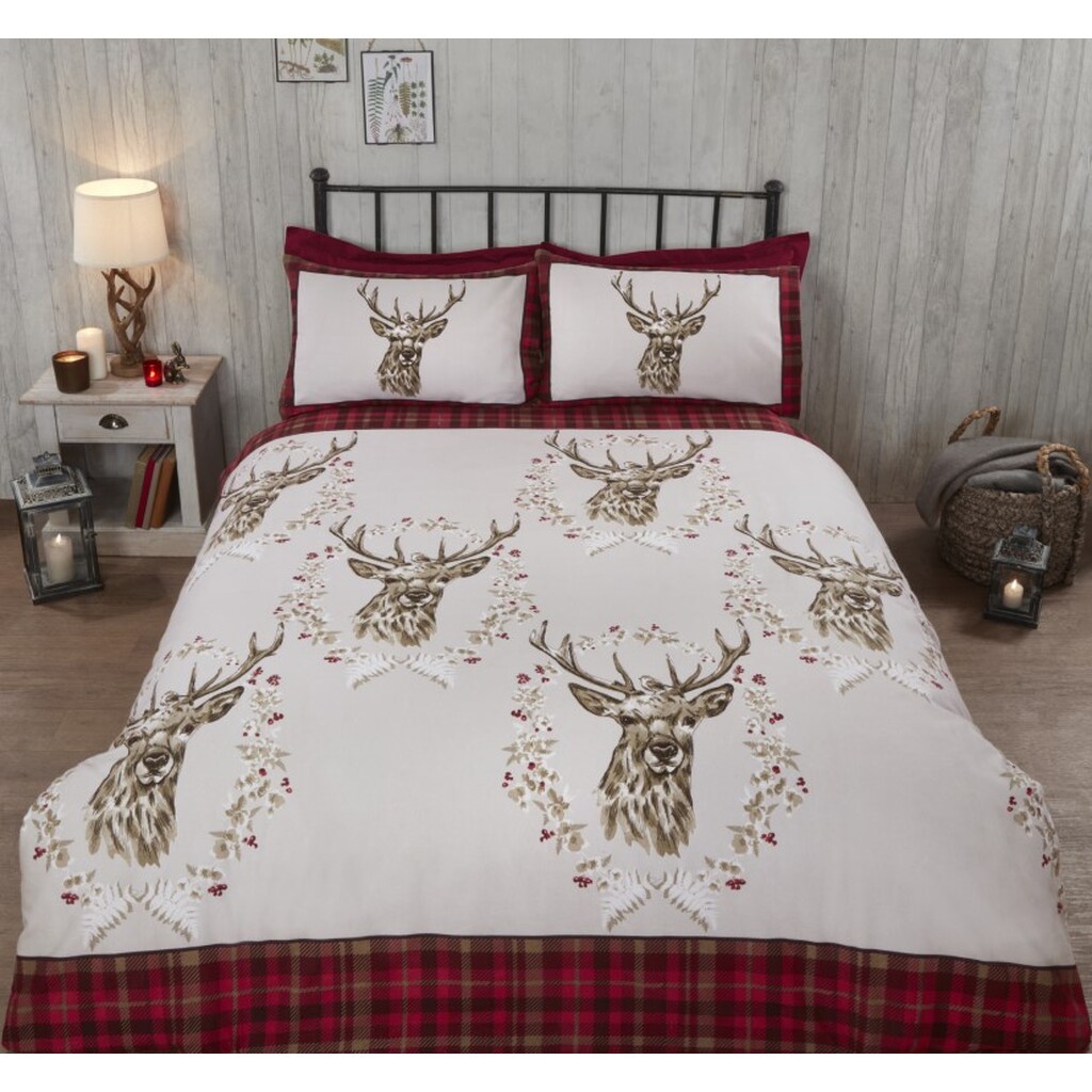 Kronhjort sengetøj 220 x 230cm, Rød