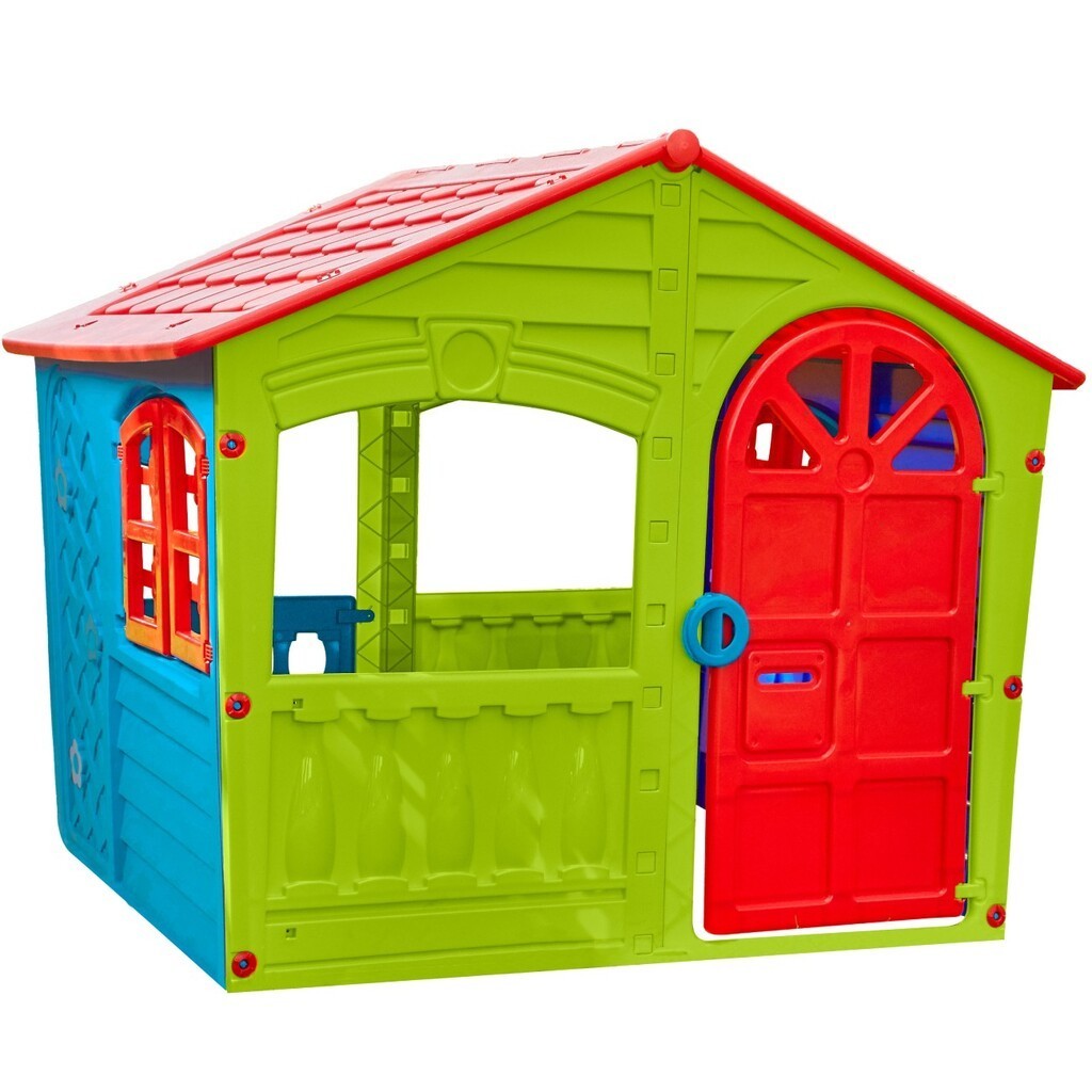 The House of Fun Plast Legehus, Grøn/Blå/Rød