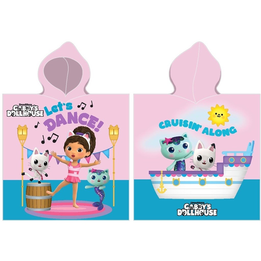 Gabby's Dukkehus Poncho badehåndklæde med hætte - 100 procent bomuld