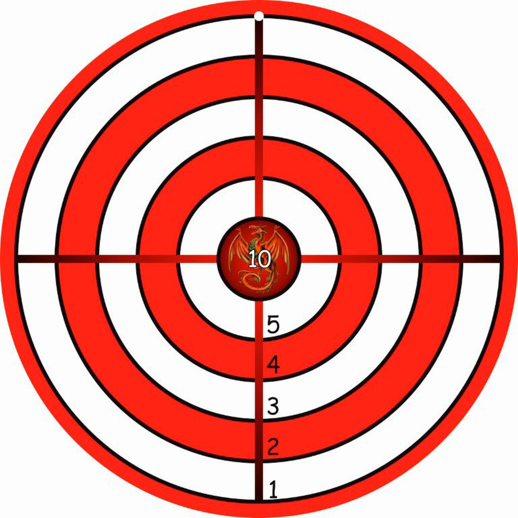 Målskive i træ, Rød / Hvid Ø 32cm