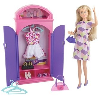 Kari Michell dukke med Klædeskab