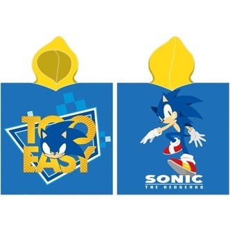 Sonic Poncho badehåndklæde med hætte - 100 procent bomuld