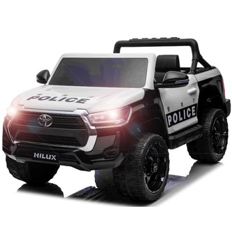Toyota Hilux Politi Elbil til børn 12v m/Gummihjul + Lædersæde + 2.4G