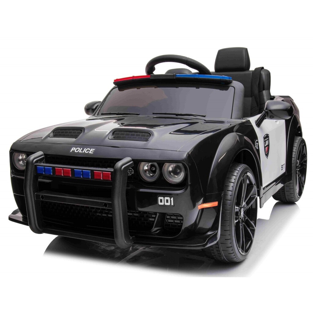 Dodge Challenger SRT POLITI elbil til børn m/Gummihjul, Remote, Lithium