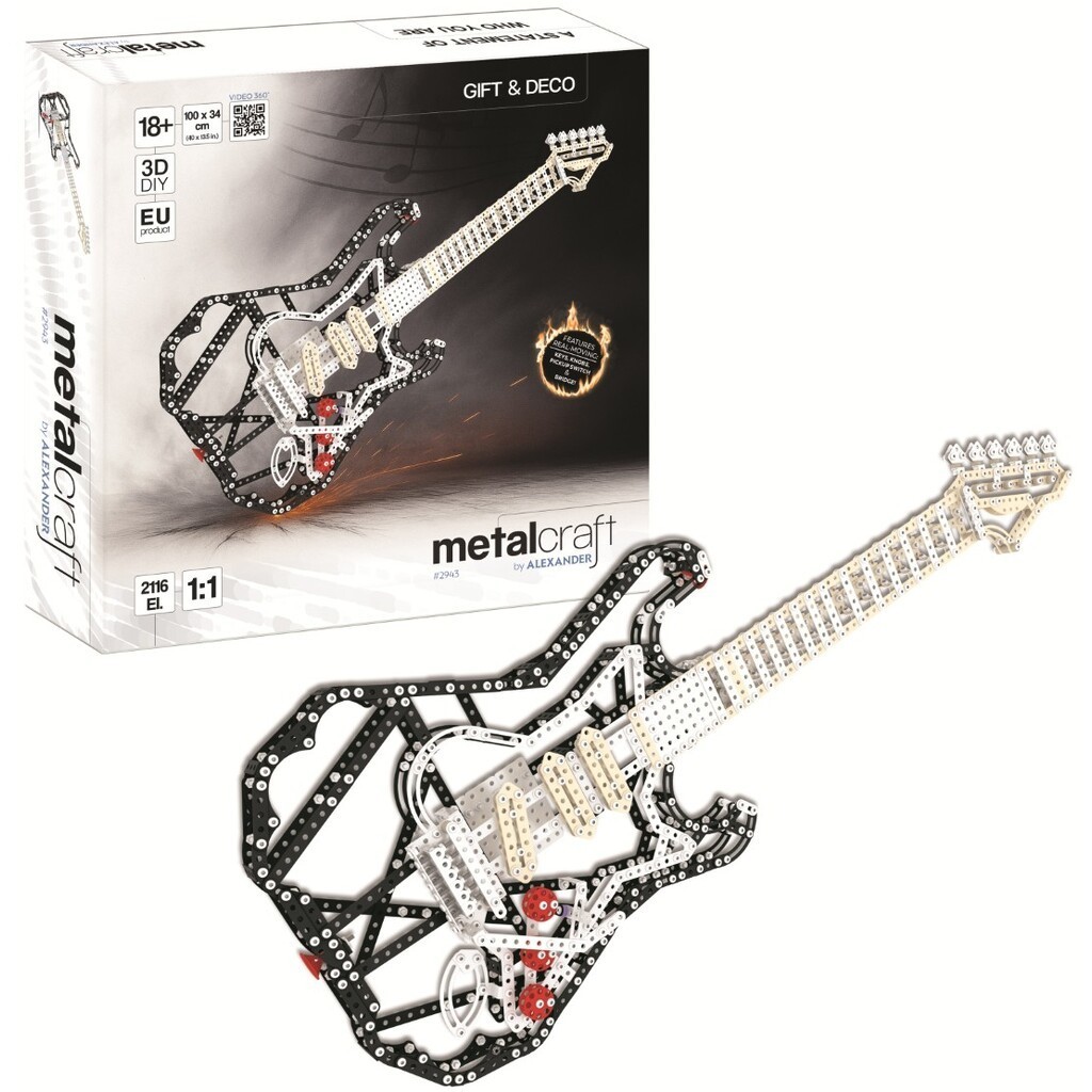 Metalcraft DIY 3D Guitar Sort Metal Byggesæt