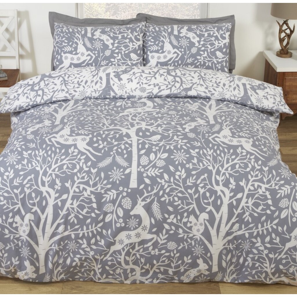 Jule vinterskov sengetøj til dobbeltdyne, Grå 220x230cm