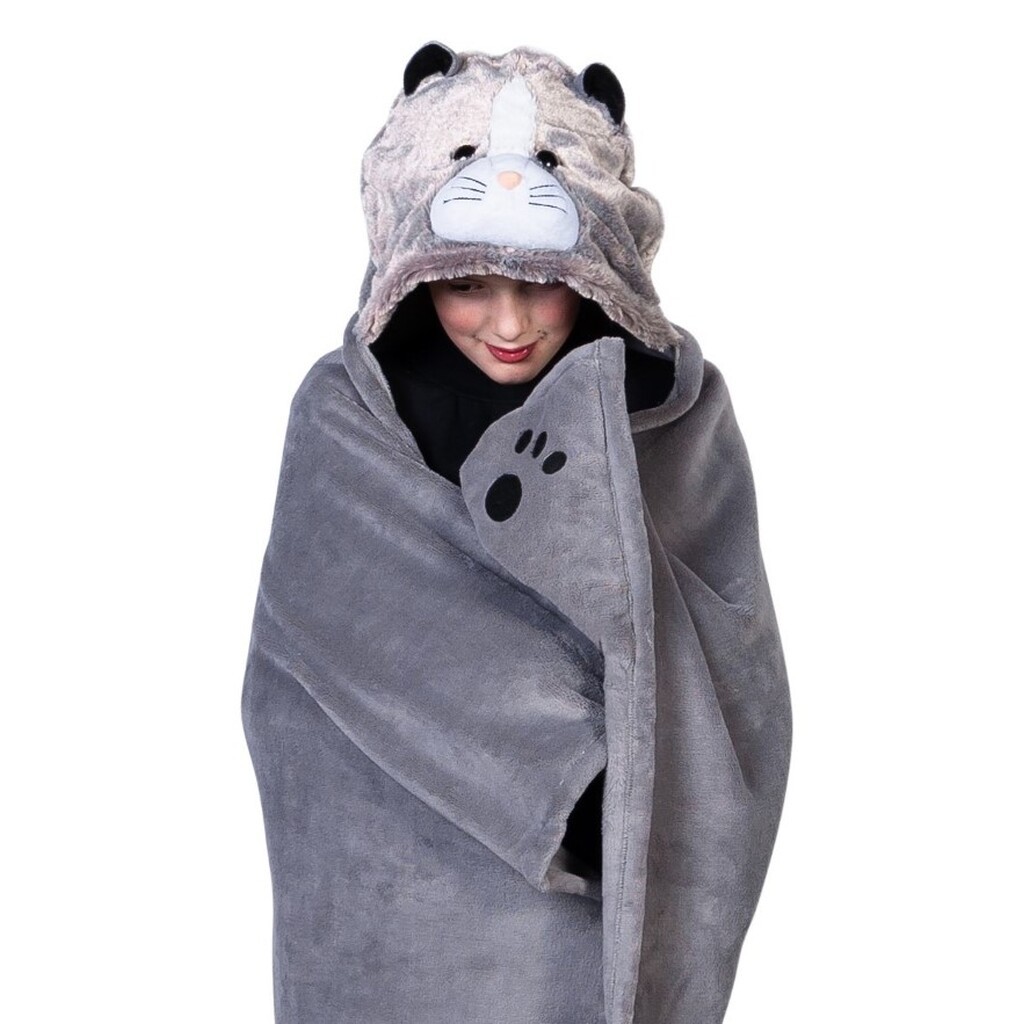 Noxxiez dyre tæppe med hætte - Kat