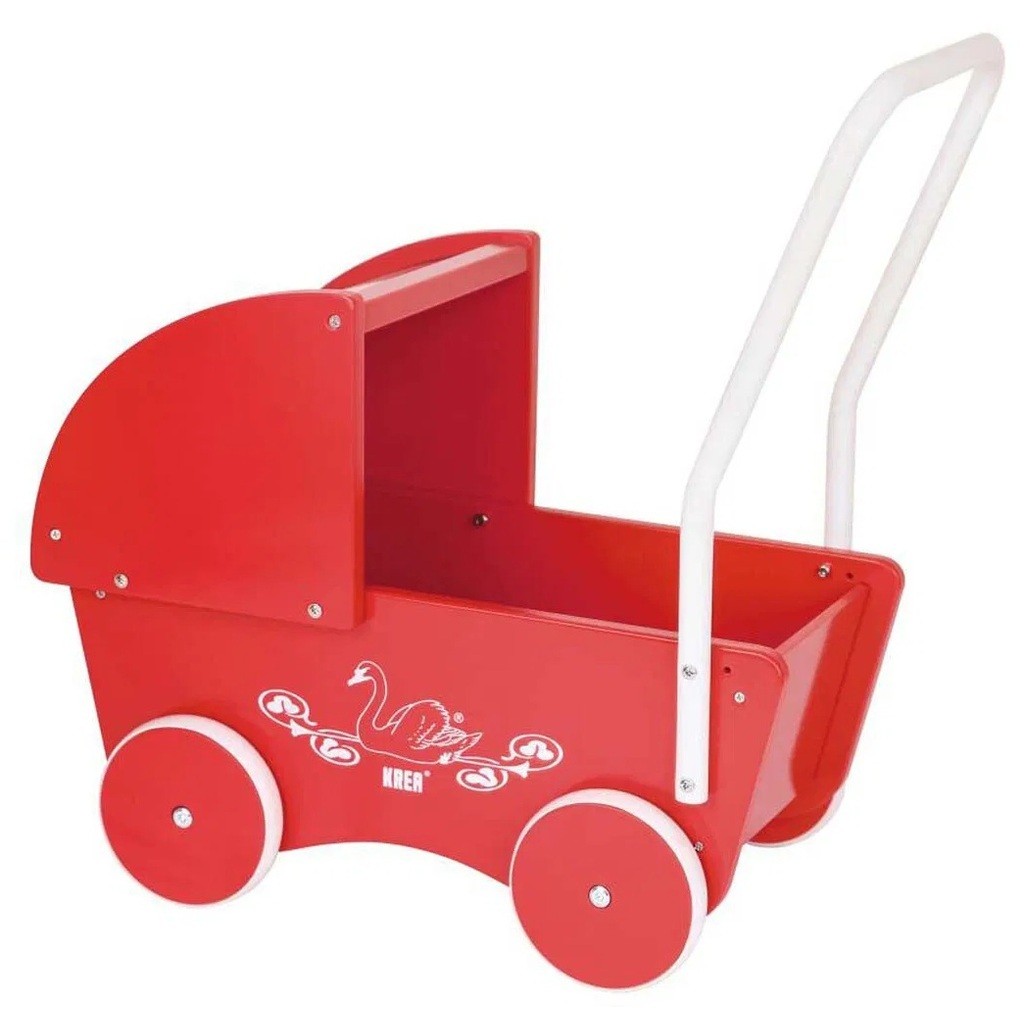 Krea Dukkevogn i træ, rød