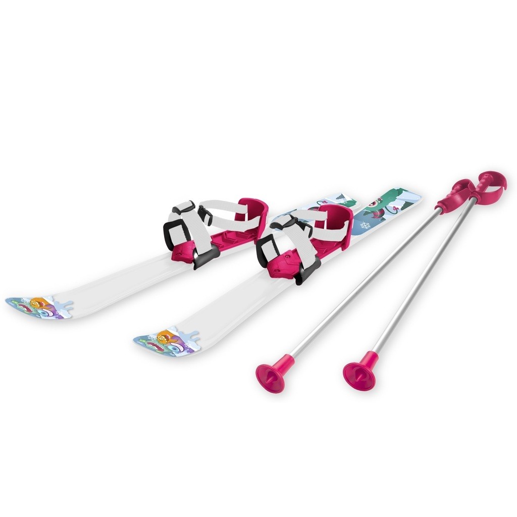 Ski til Børn 70 cm med skistave, Hvid/Pink