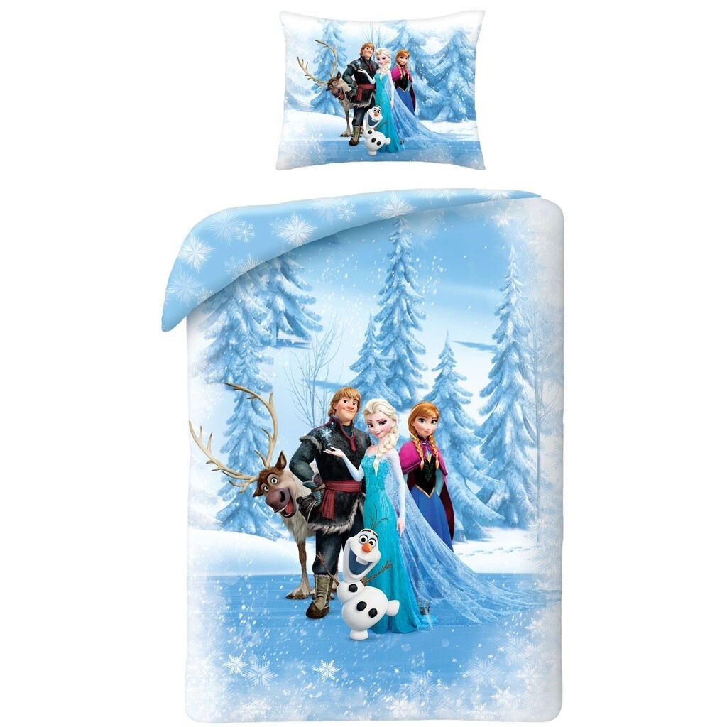 Disney Frost Sengetøj med Elsa, Anna, Kristoff, Olaf & Sven