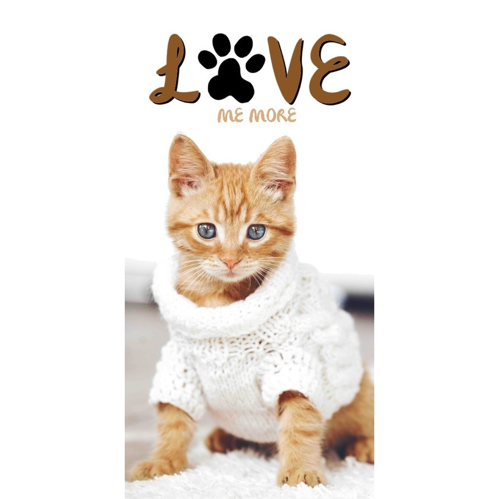 Kattekilling ''Love me more'' Badehåndklæde