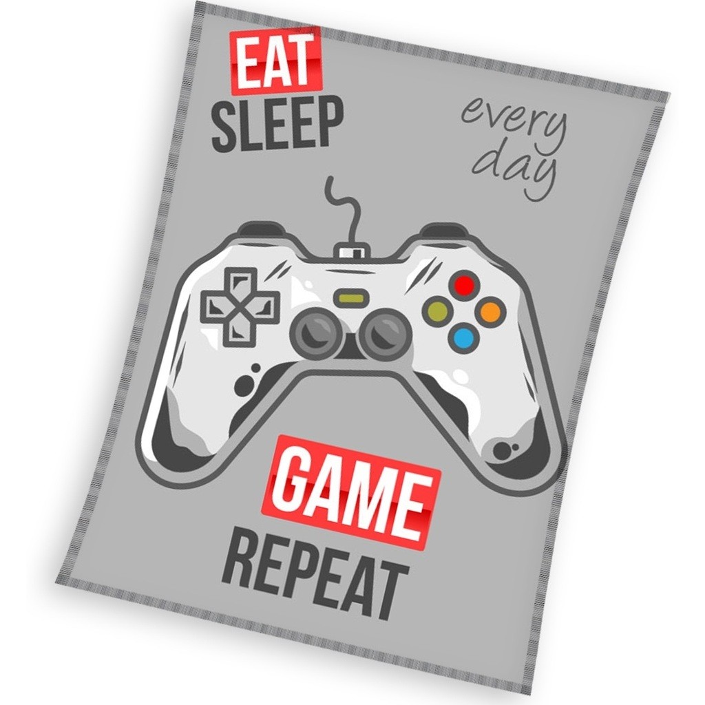 Gamer East Sleep Game Repeat Fleece tæppe - 150 x 200 cm