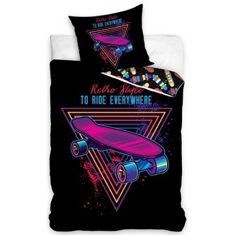 Skater Retro Sengetøj 140x200 cm - 100 procent bomuld