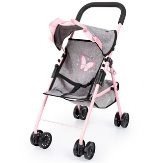 Bayer Design Buggy Dukke Paraplyklapvogn, Grå/Pink