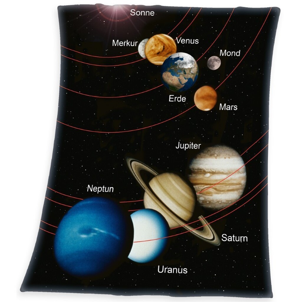 Solsystem Fleece tæppe - 130 x 160 cm