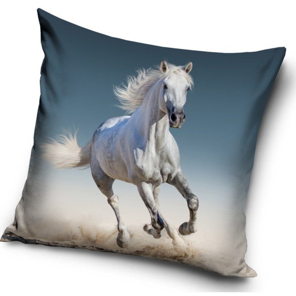 Hvid hest pudebetræk 40 x 40 cm