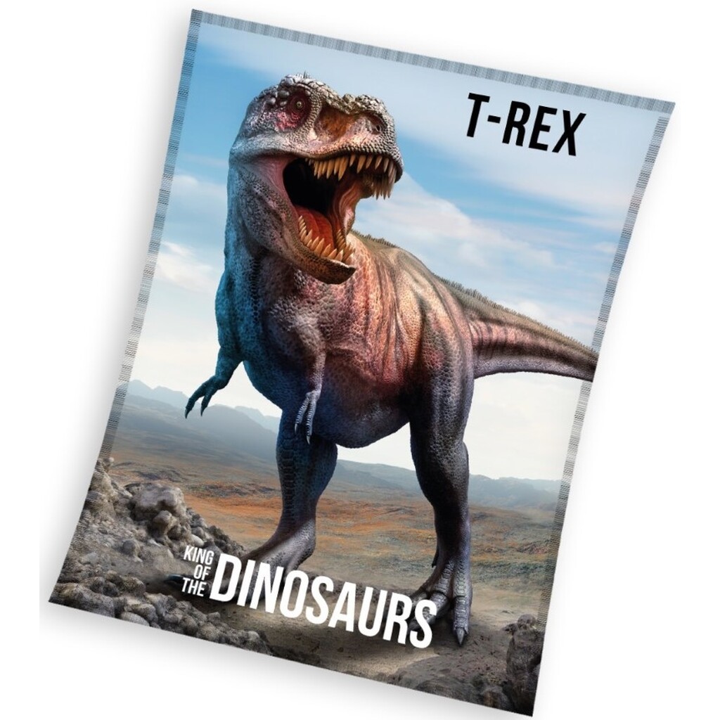 T-Rex Dinosaur Coral Fleece tæppe - 150 x 200 cm