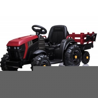 EL Traktor med anhænger til Børn m/2.4G, Gummihjul,Lithium - Rød
