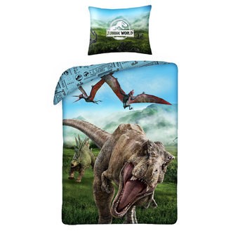 Jurassic World Dinosauar Sengetøj 2i1 Design - 100 Procent Bomuld