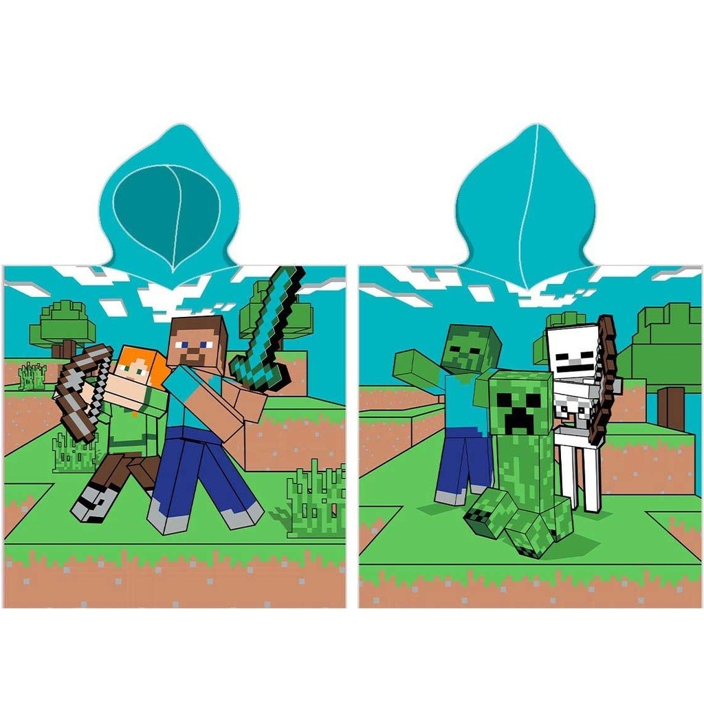 Minecraft Poncho badehåndklæde med hætte - 100 procent bomuld