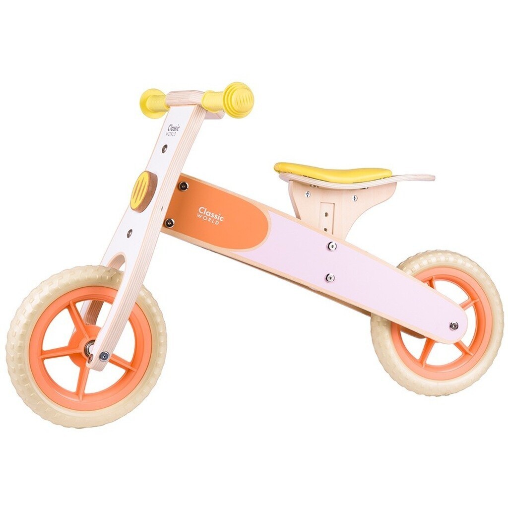 Classic World Træ Balancecykel / Løbecykel Pink med Justerbar sæde