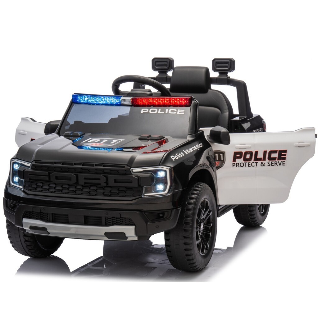Ford Ranger Raptor Politi elbil 10,8V m/Gummihjul og lædersæde