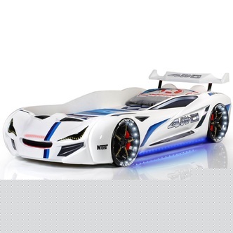 Speedy Spoiler 4WD Bilseng med LED-Lys og Lydpakke, Hvid