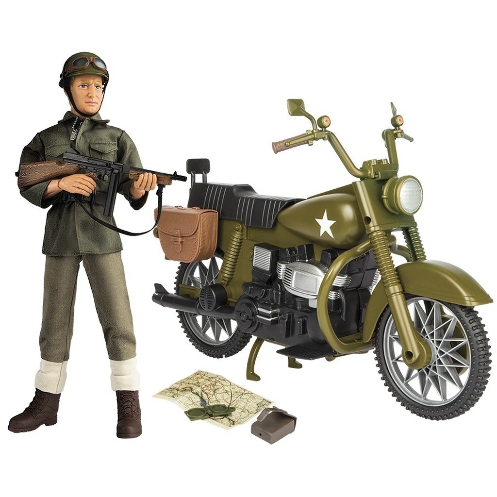 WW2 Militær Motorcykel med Action Figur 30,5cm