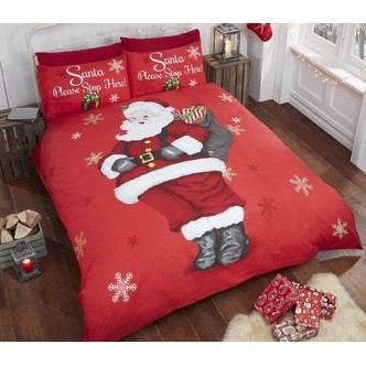 Julemanden ''Please Stop Here'' Sengetøj  til børn 135 x 200cm