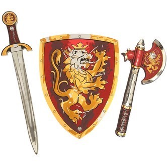 Noble Knight Skum Sværd + Skjold + Økse, Rød