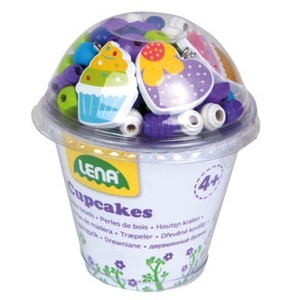 Træperler Cupcake Blå - Lav-det-selv Halskæde