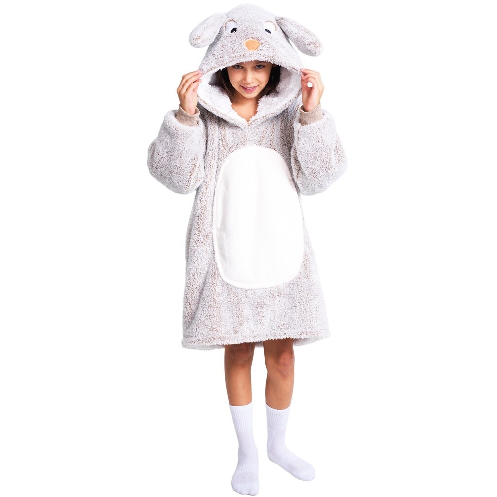 Noxxiez Cuddle Hoodiez - Kanin, Medium (7-14 år)