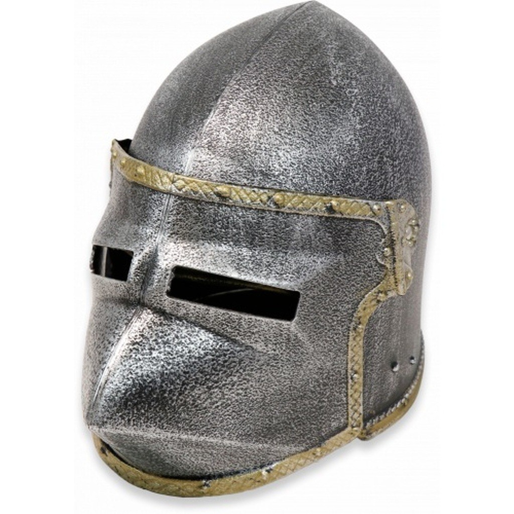 Ridderhjelm med klapvisir sølv/guld, plast