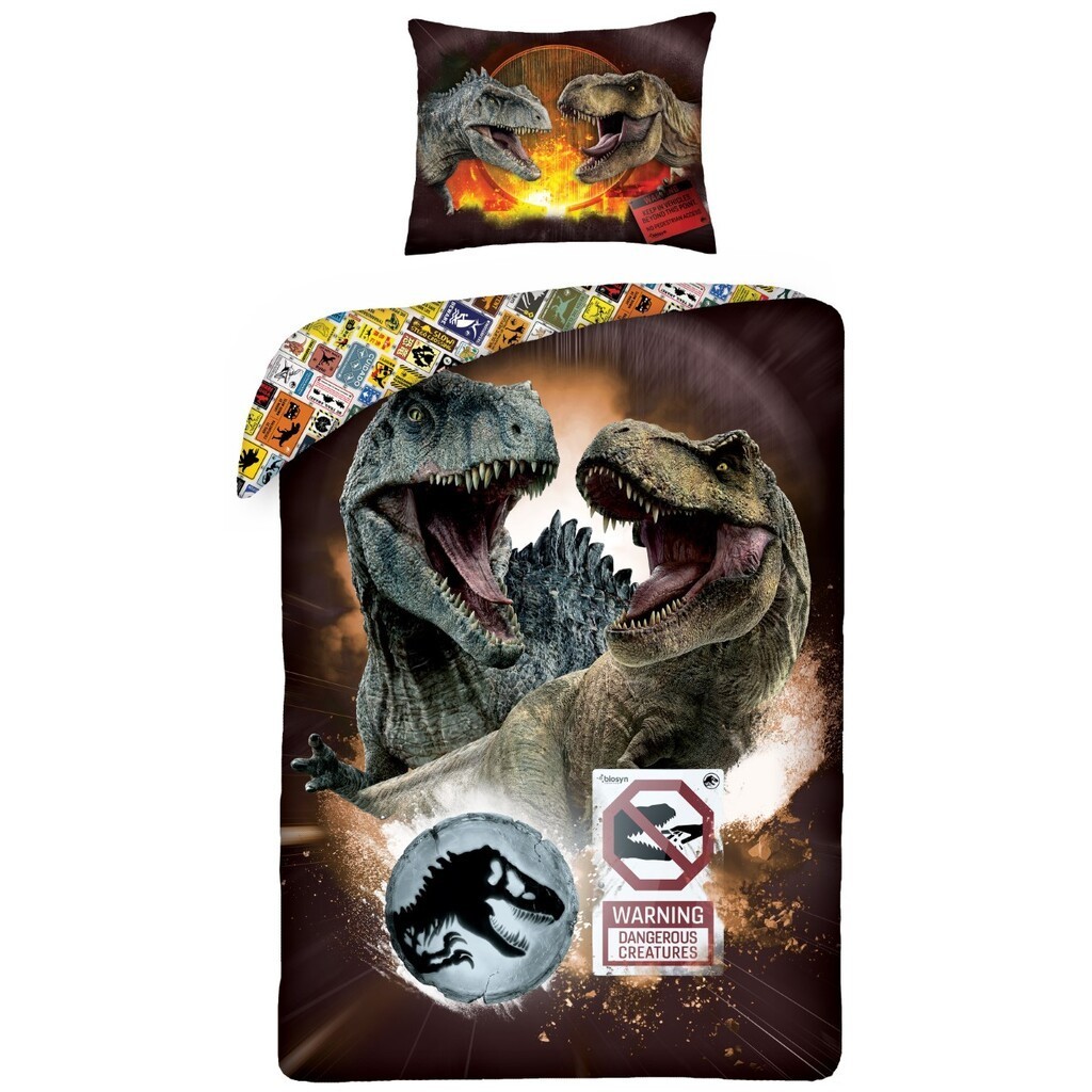 Jurassic World ''Warning! Dangerous'' Sengetøj  - 100 Procent Bomuld