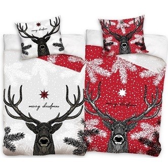 Merry Christmas Sengetøj 140x200 + 70x90 cm, 100 procent bomuld