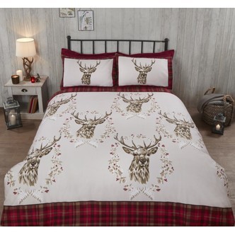 Kronhjort sengetøj 135cm x 200cm, Rød