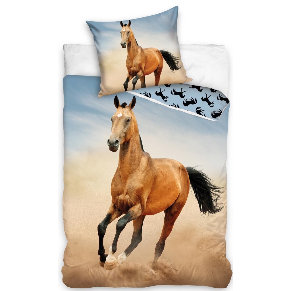 Heste Sengetøj 140 x 200 cm, 100 procent bomuld