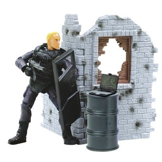 S.W.A.T. Politibetjent Action Figur  med væg Type A 1:18