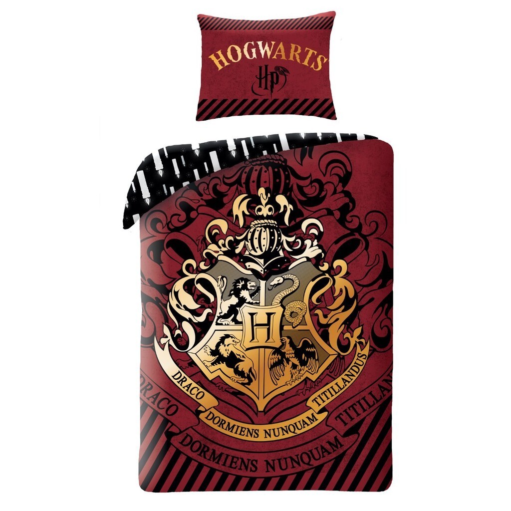 Harry Potter Hogwarts Sengetøj 2i1 Design 1 - 100 Procent Bomuld