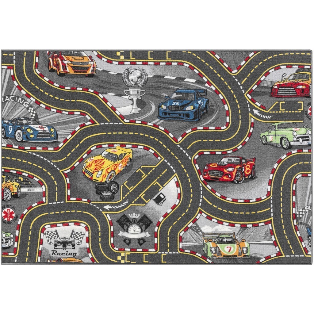 Bil Legetæppe ''Racers''  95 x 133 cm, Antracit
