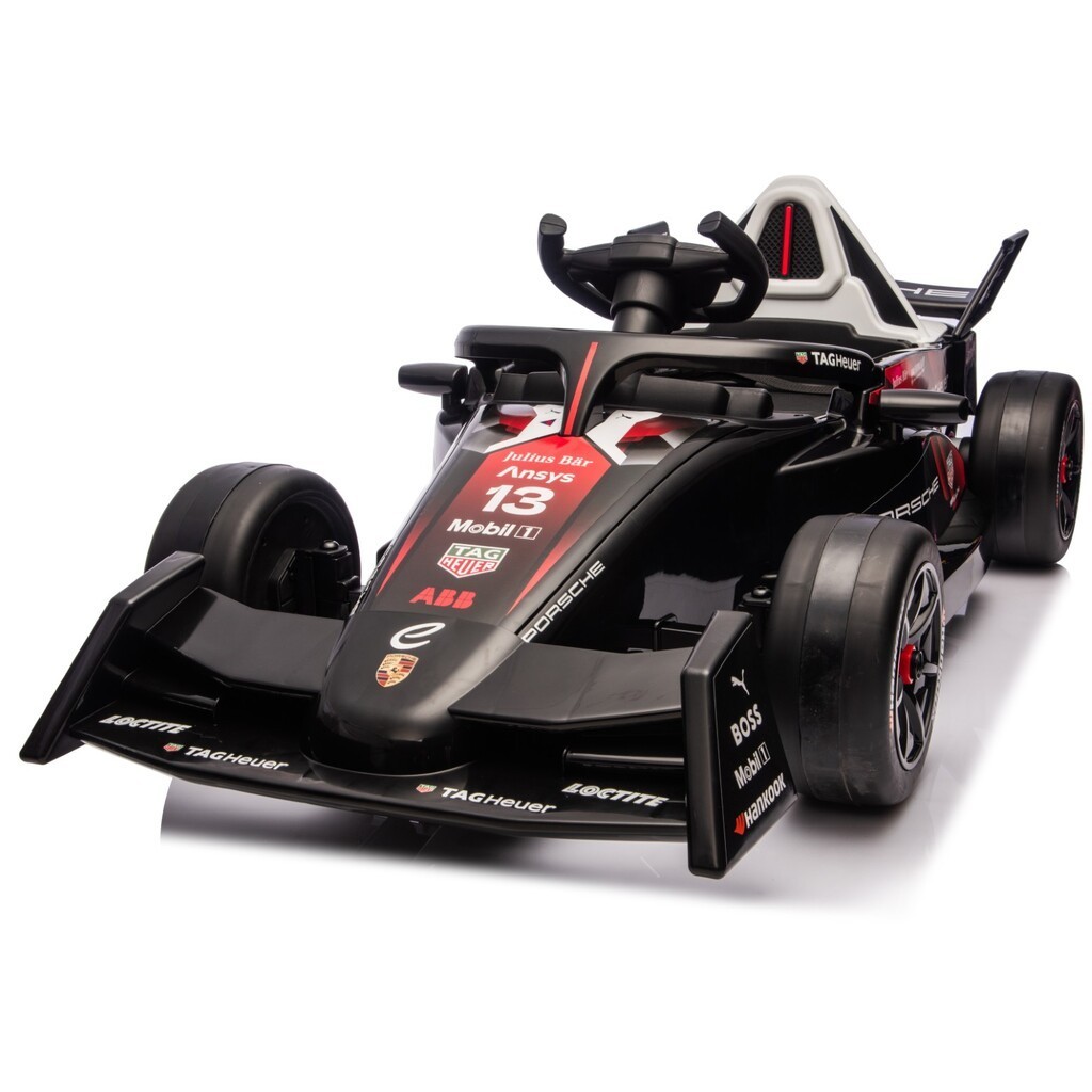 Porsche Formula E 12V elbil til børn m/Gummihjul, 2.4G, Lædersæde, Lithium