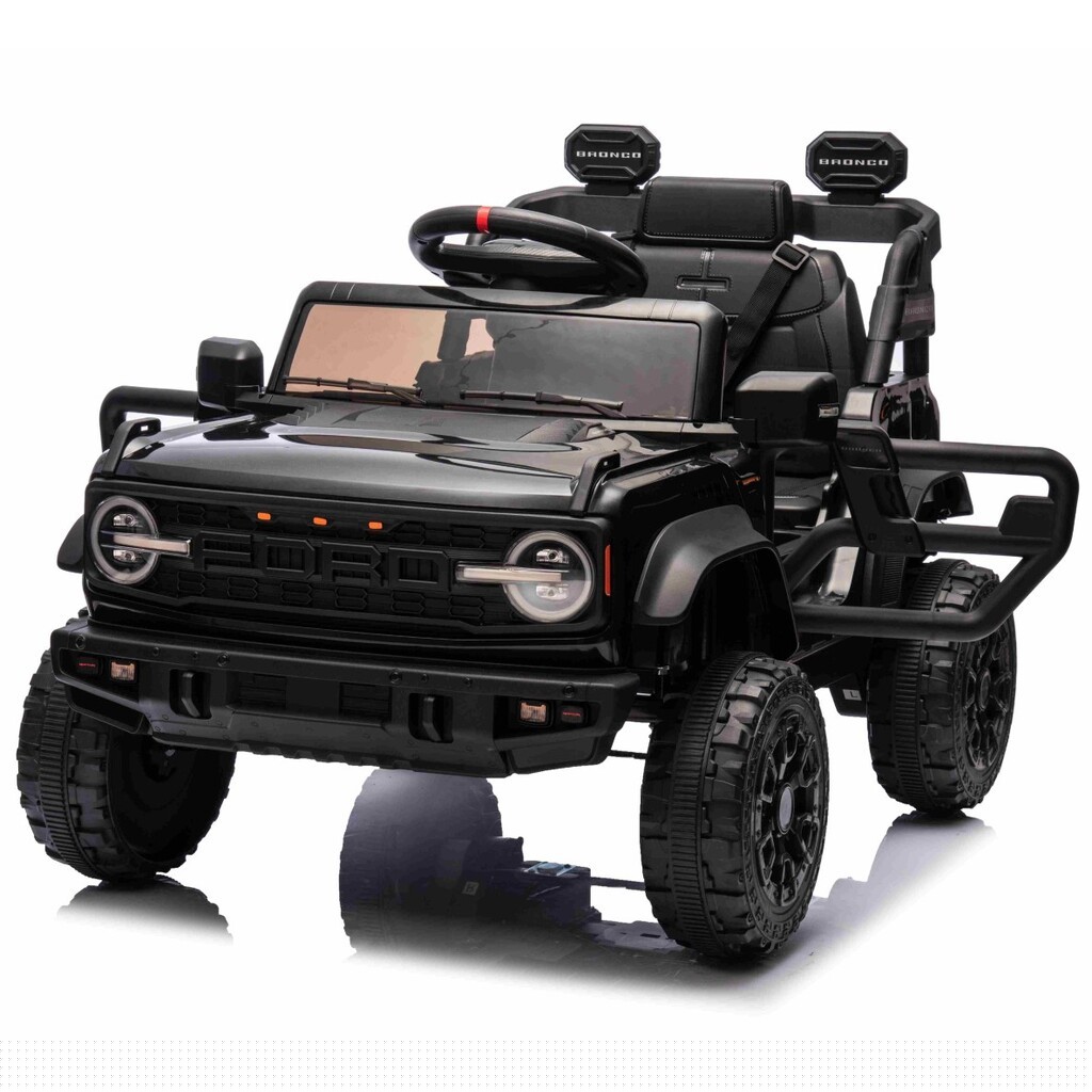 Ford Bronco Raptor elbil til børn 12v Sort m/Gummihjul, Lædersæde, 2.4G