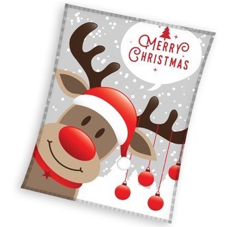 Jule Merry Christmas Coral Fleece tæppe - 150 x 200 cm