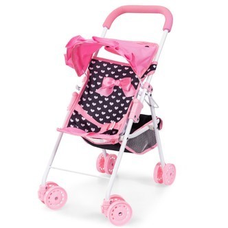 Bayer Design Buggy Dukke Paraplyklapvogn, Pink Hjerter