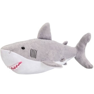 Hvid haj Plysbamse 43x19 cm - All About Nature