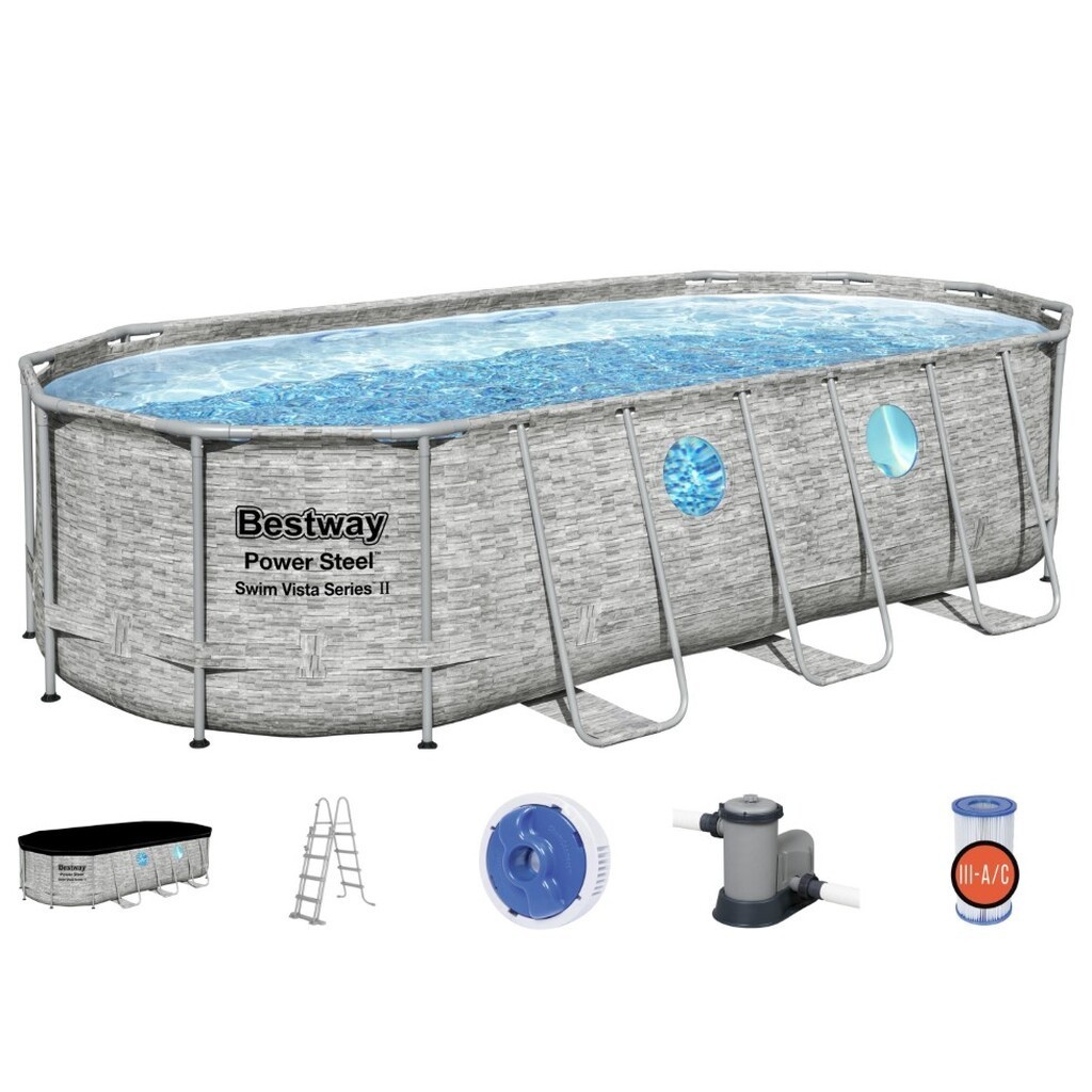 Bestway  Power Steel  Swim Vista II 549  x 274 x 122 cm m/pumpe, stige m.v.