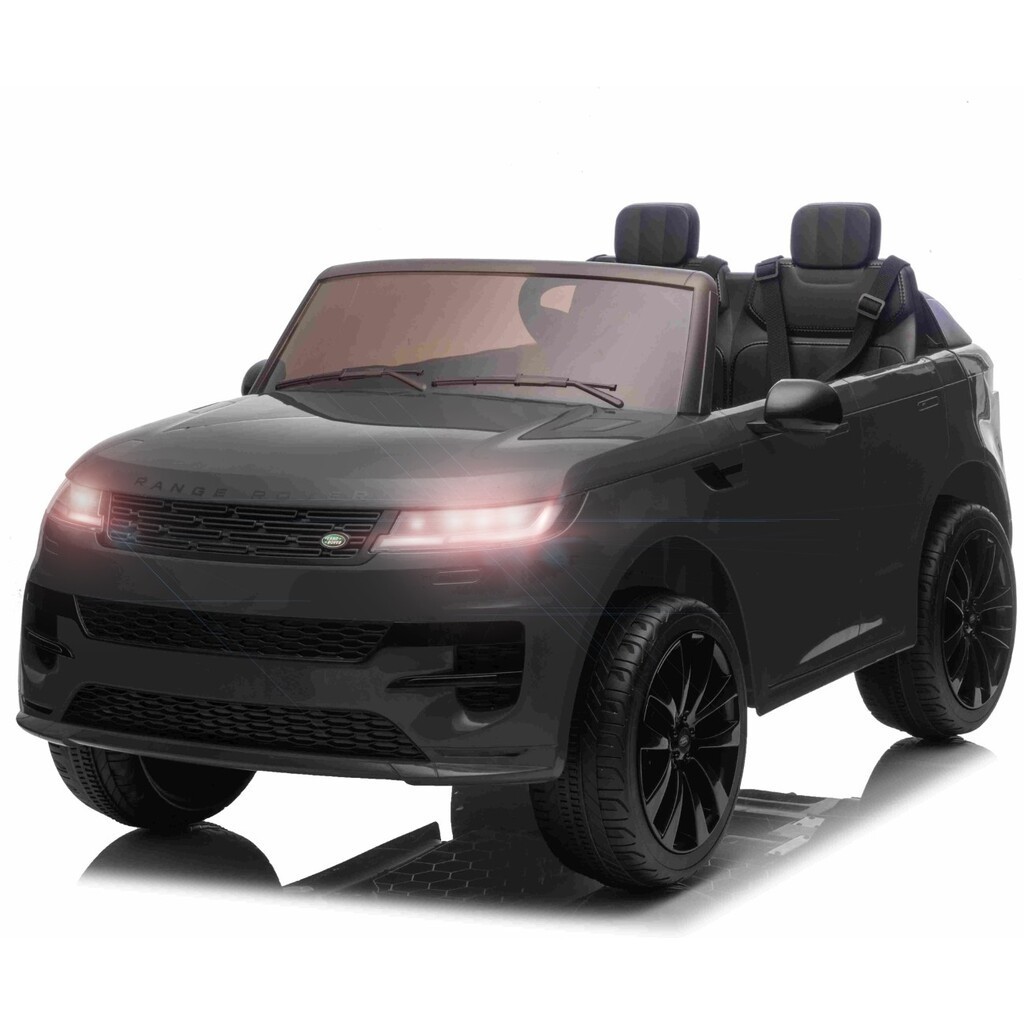 Range Rover Sport Elbil til børn Sort m/Lithium + Gummihjul + Lædersæde