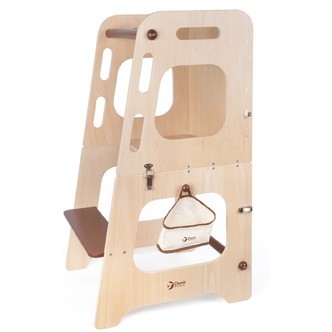 Classic World Multifunktionelt 2-i-1 Køkkentårn / Bord med stol i Træ